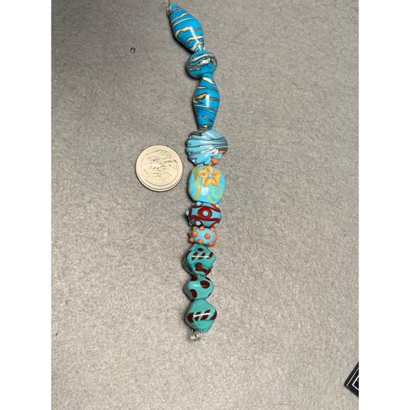 Handmade Blue & Teal Lampwork Glass Beads Assorted Set of 10 - Picture 7 of 7